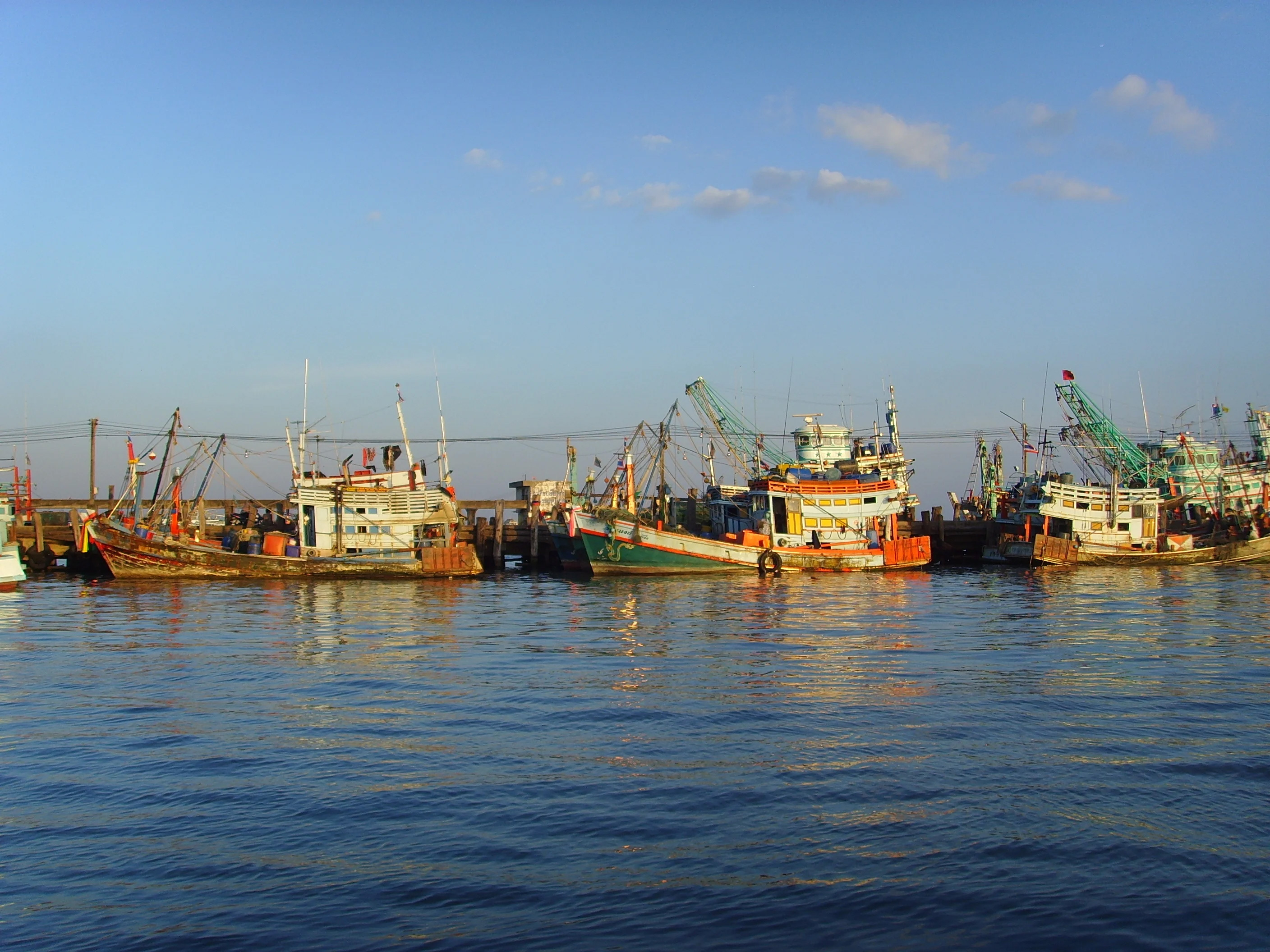 A group of about four slavery ships in the ocean