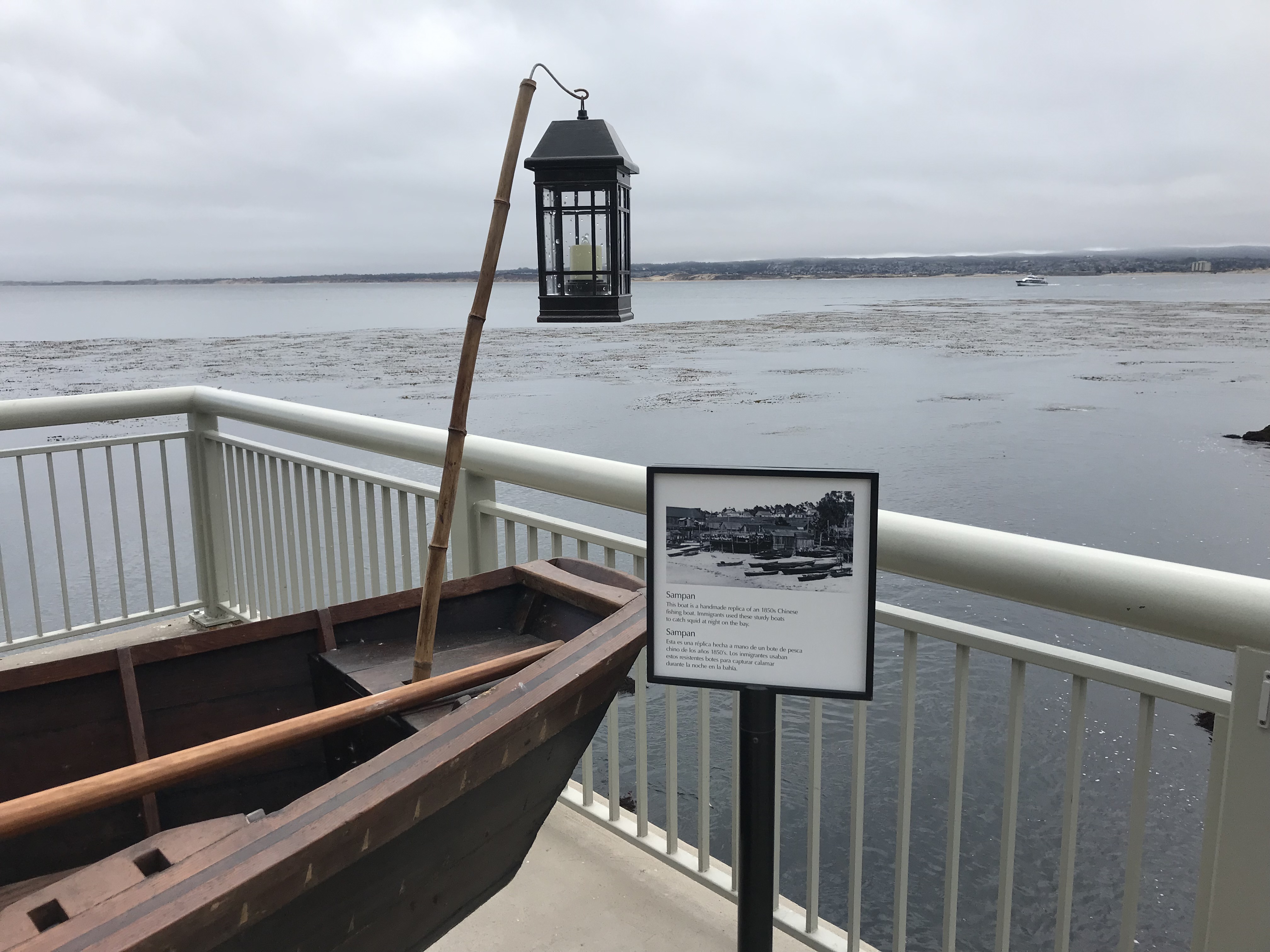 Chinese sampan from Turning the Tide on back deck - summer 2021