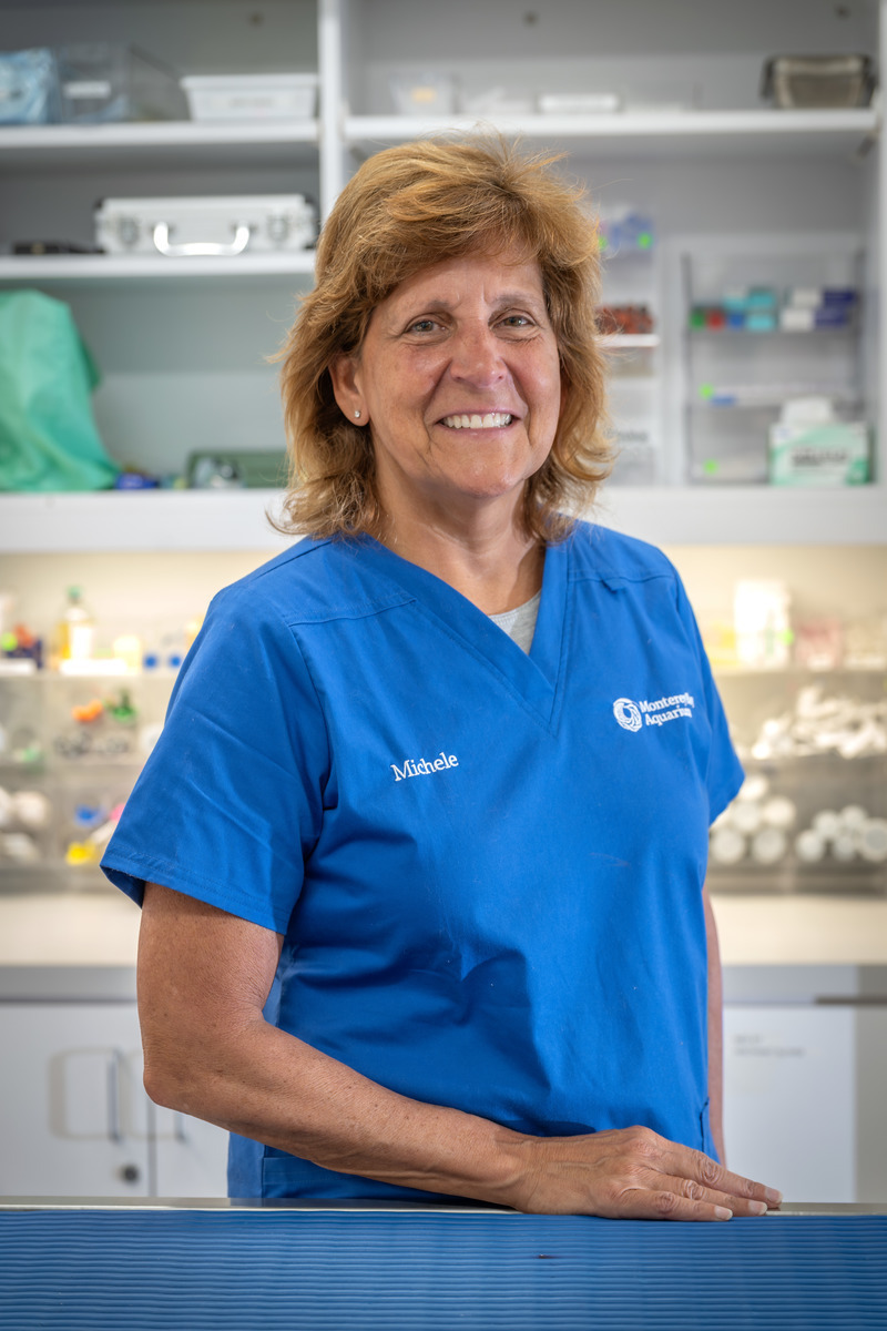 Michele Goins a 2025 Lucile S. Packard volunteer winner standing in an operating room in the Animal Care Center
