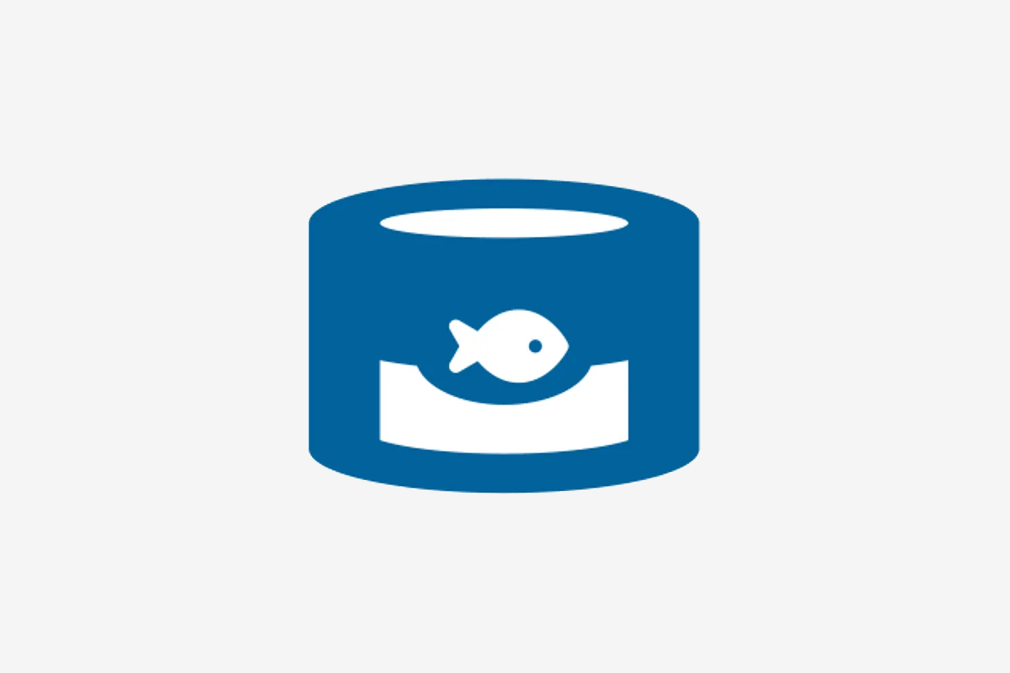 Icon of a blue can with a white fish.