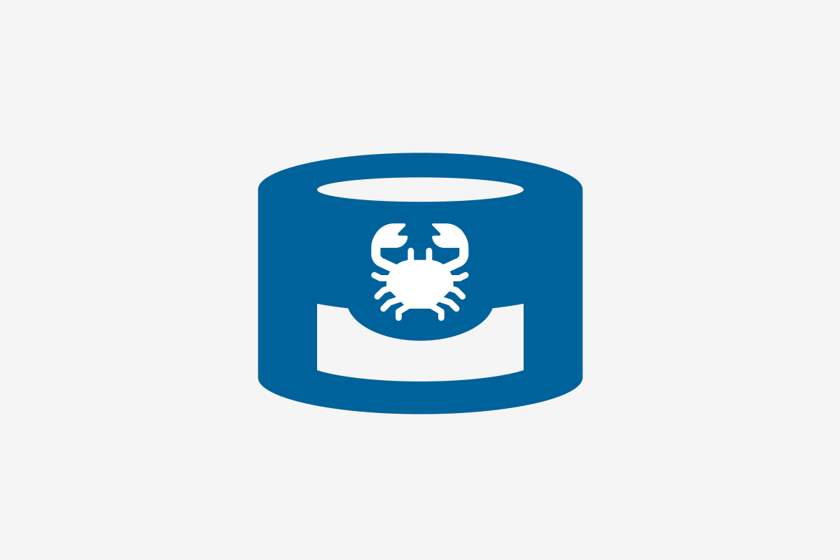 Blue can with a crab icon.