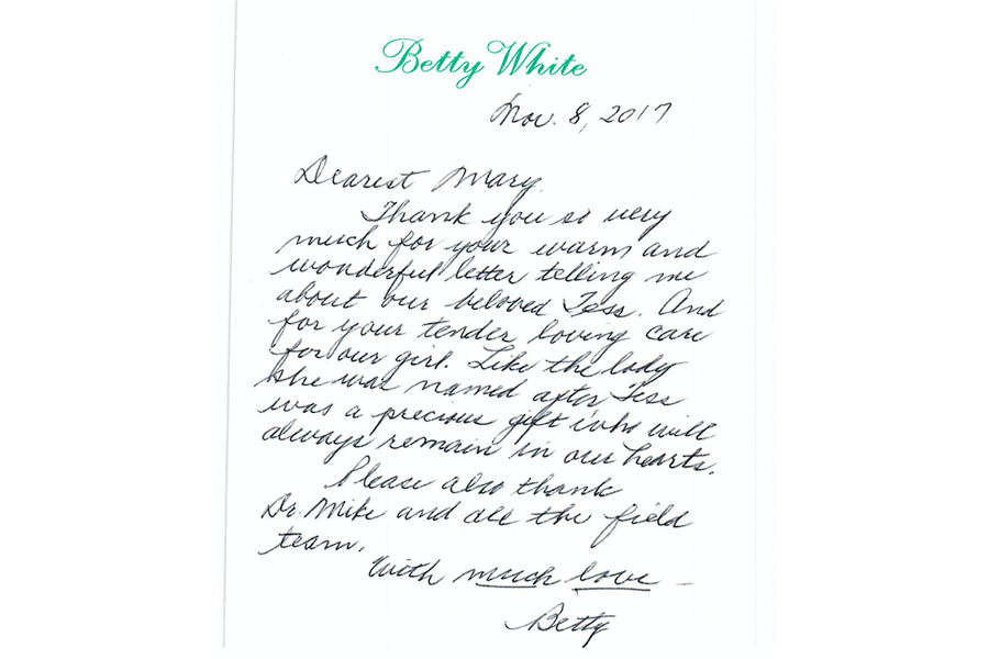 A letter from Betty White