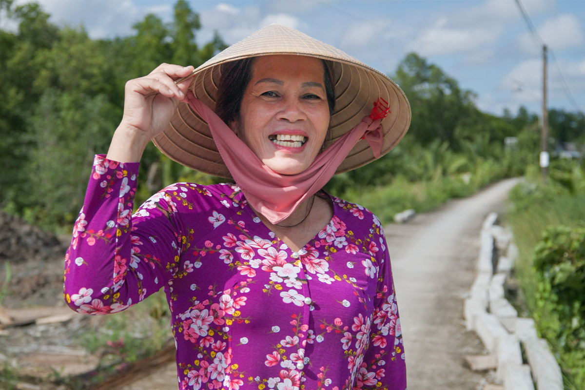 Small-scale shrimp farmer in Vietnam.